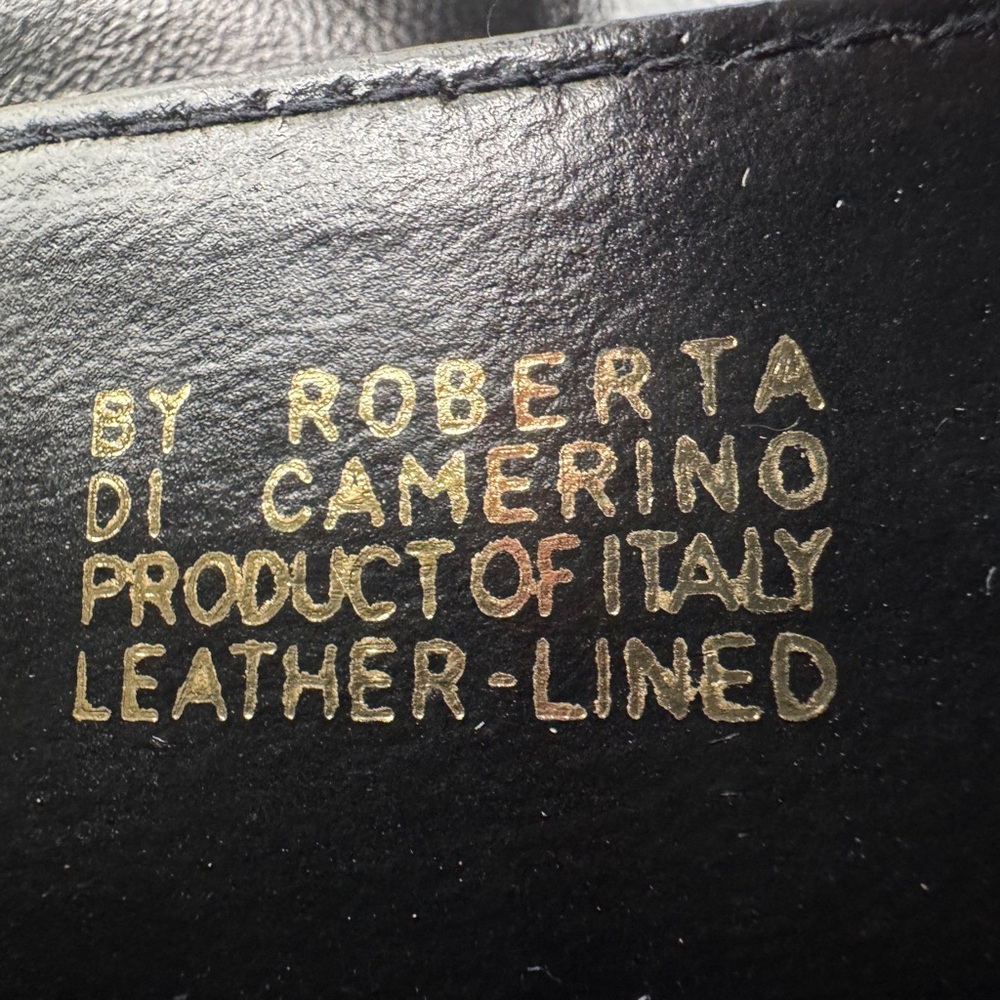 Vintage Roberta di Camerino Velvet Bag Clutch Italy Leather Lined + Mirror 11” - Picture 7 of 9